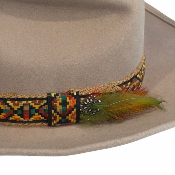 Vintage beige 100% wool cowboy hat with silk lining leather sweatband size 7 main image 4